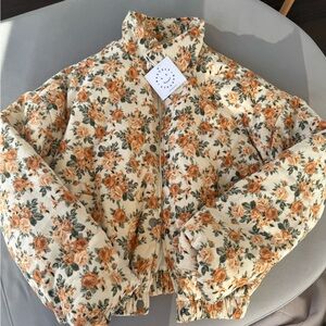 Floral Print Puffer Jacket